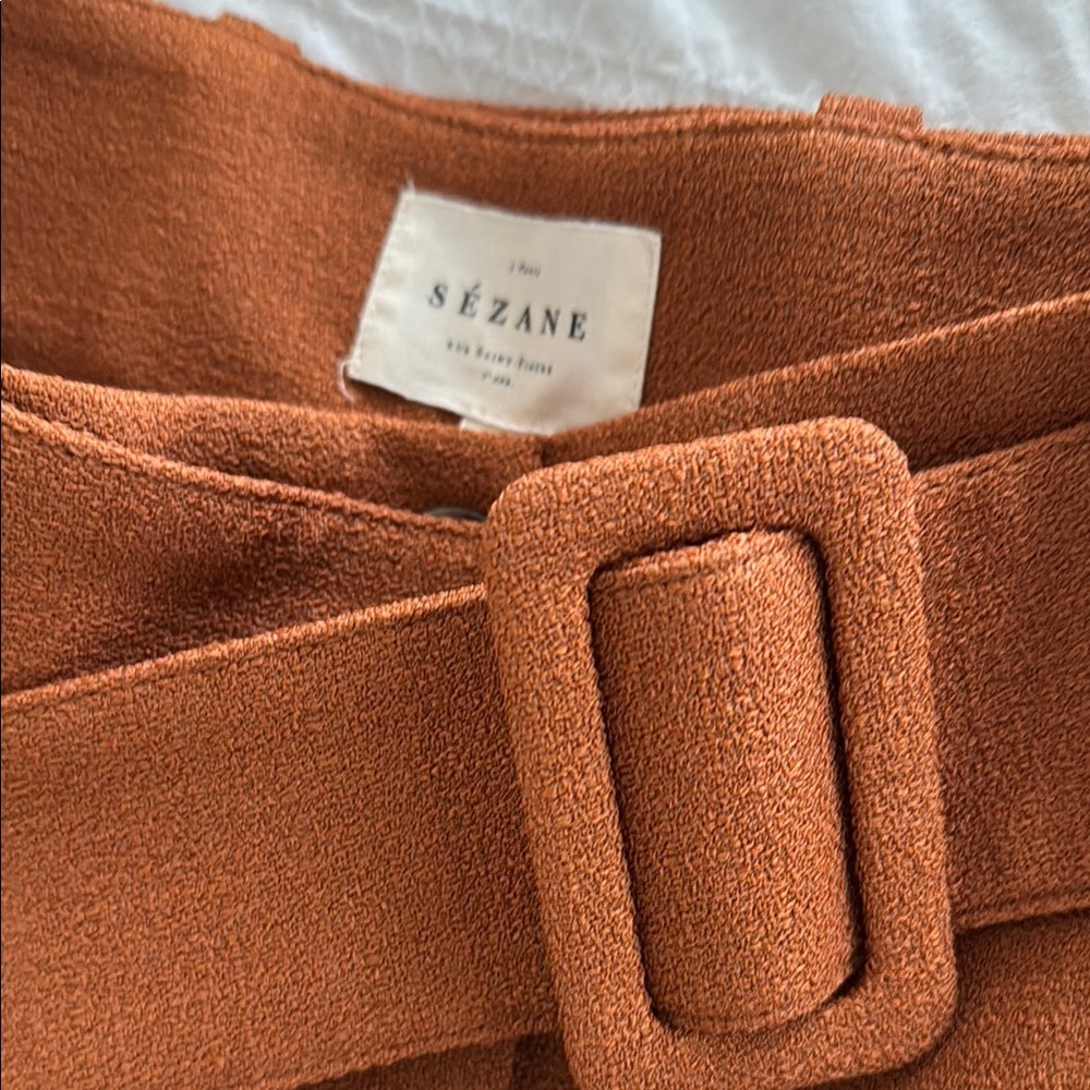 Sézane Brown Belted Pants